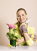 Photographs Of Gardening Tools With Flowers